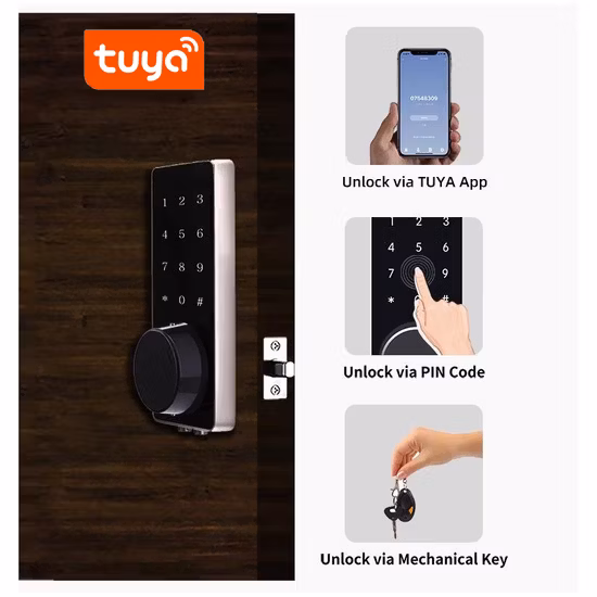 Tuya Tt APP Eingangstür Smart Lock Sicherheitsschutz Aluminiumlegierung Wasserdichtes Smart Rim Türschloss